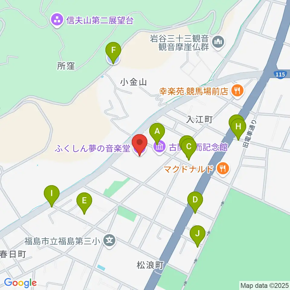 ふくしん夢の音楽堂周辺の駐車場・コインパーキング一覧地図