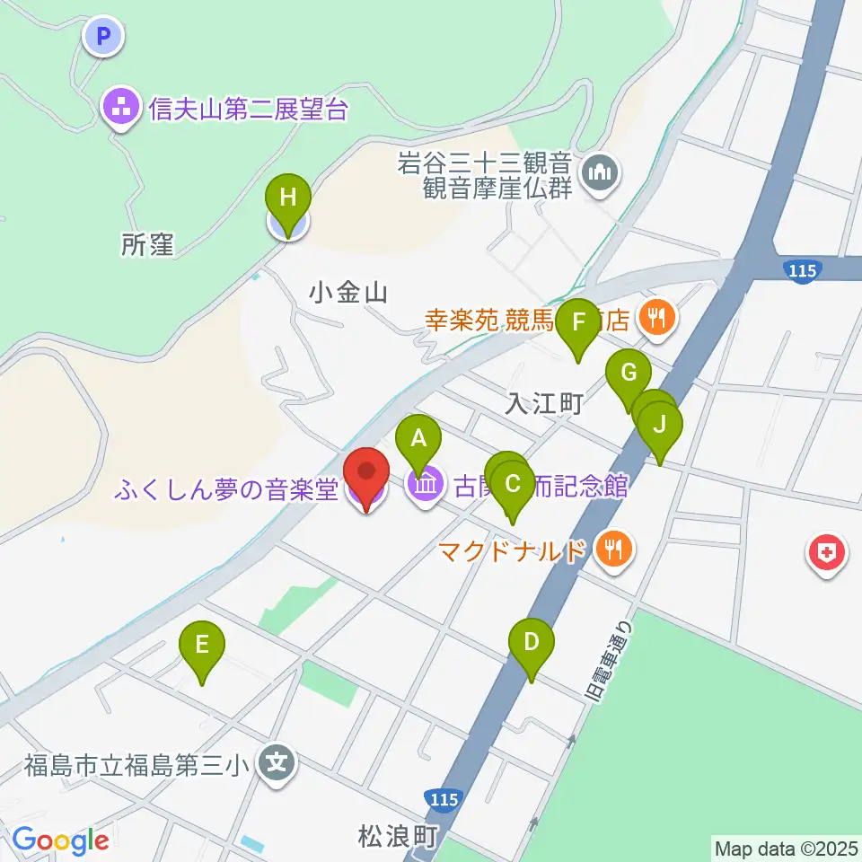 ふくしん夢の音楽堂周辺の駐車場・コインパーキング一覧地図