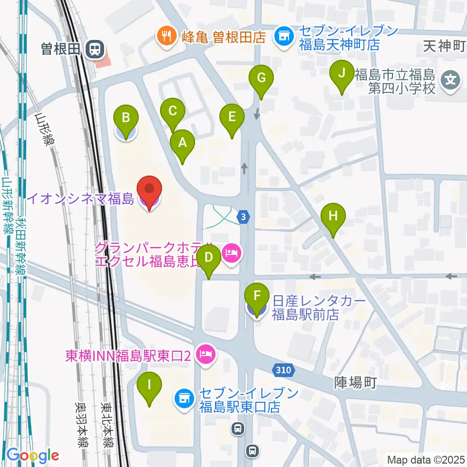 福島市アクティブシニアセンター アオウゼ周辺の駐車場・コインパーキング一覧地図