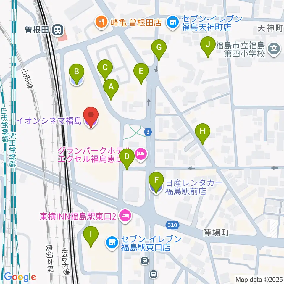 福島市アクティブシニアセンター アオウゼ周辺の駐車場・コインパーキング一覧地図