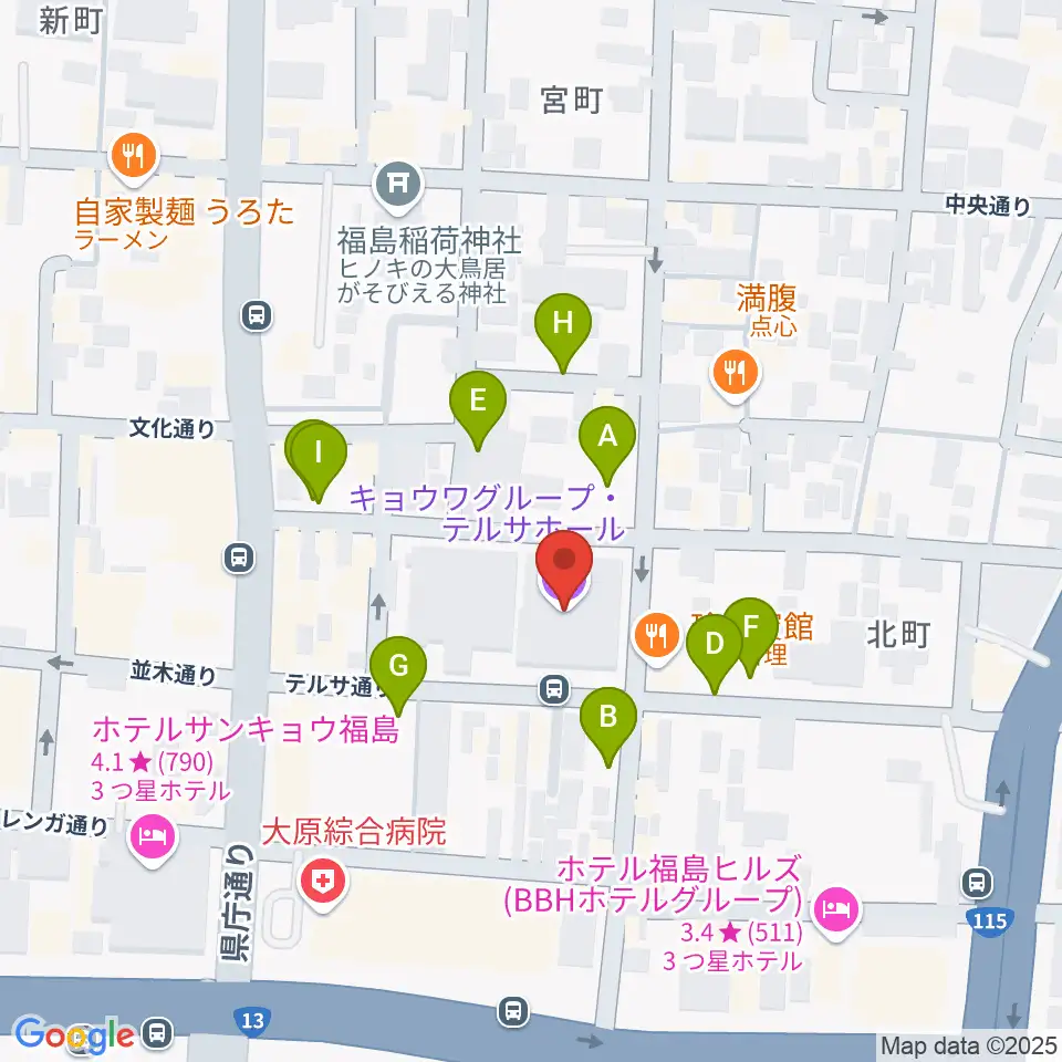 キョウワグループ・テルサホール周辺の駐車場・コインパーキング一覧地図
