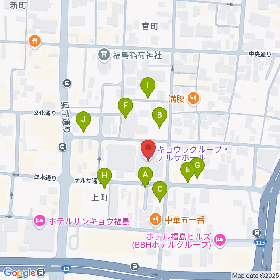 キョウワグループ・テルサホール周辺の駐車場・コインパーキング一覧地図