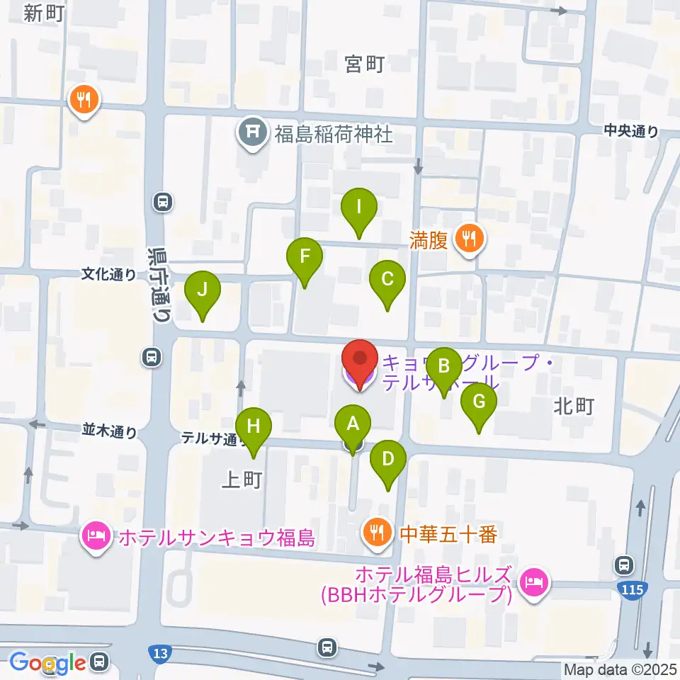 キョウワグループ・テルサホール周辺の駐車場・コインパーキング一覧地図