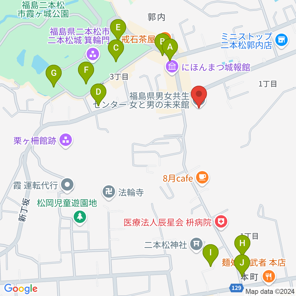 福島県男女共生センター周辺の駐車場・コインパーキング一覧地図