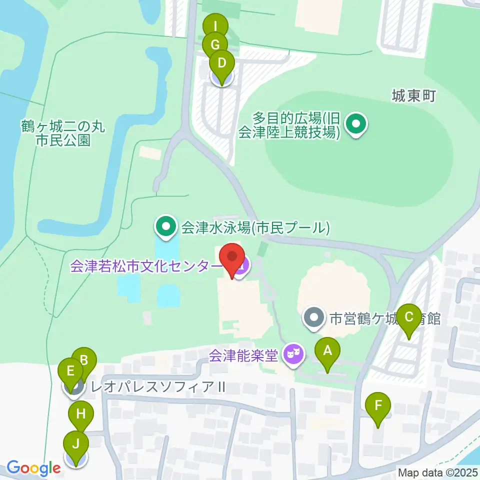 会津若松市文化センター周辺の駐車場・コインパーキング一覧地図