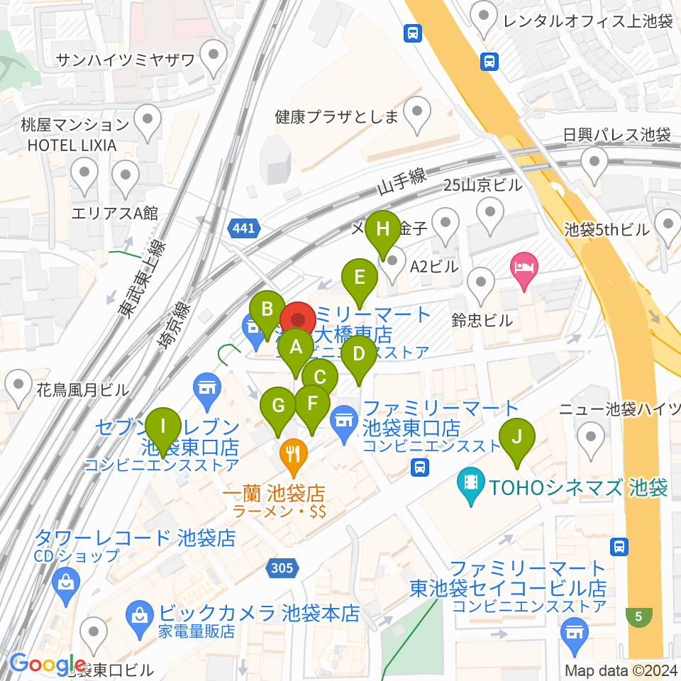 池袋ミスマッチ周辺の駐車場・コインパーキング一覧地図