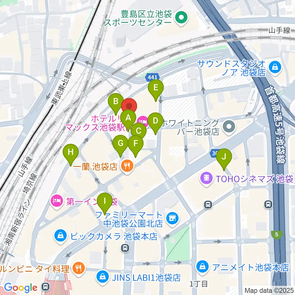 池袋ミスマッチ周辺の駐車場・コインパーキング一覧地図