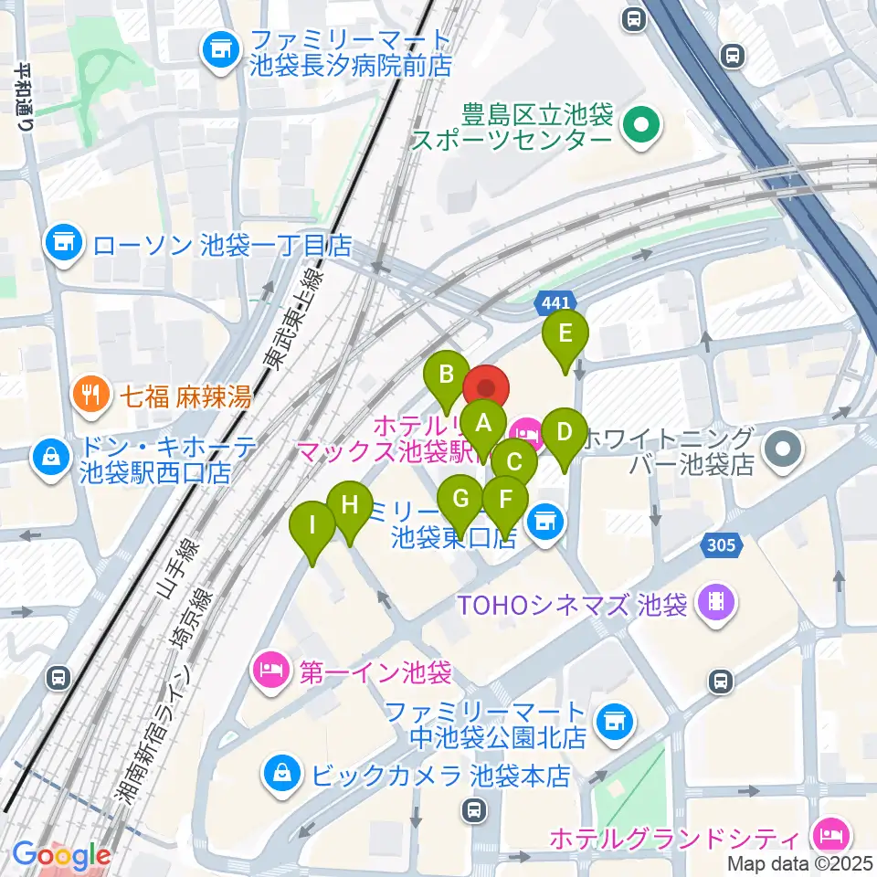 池袋ミスマッチ周辺の駐車場・コインパーキング一覧地図