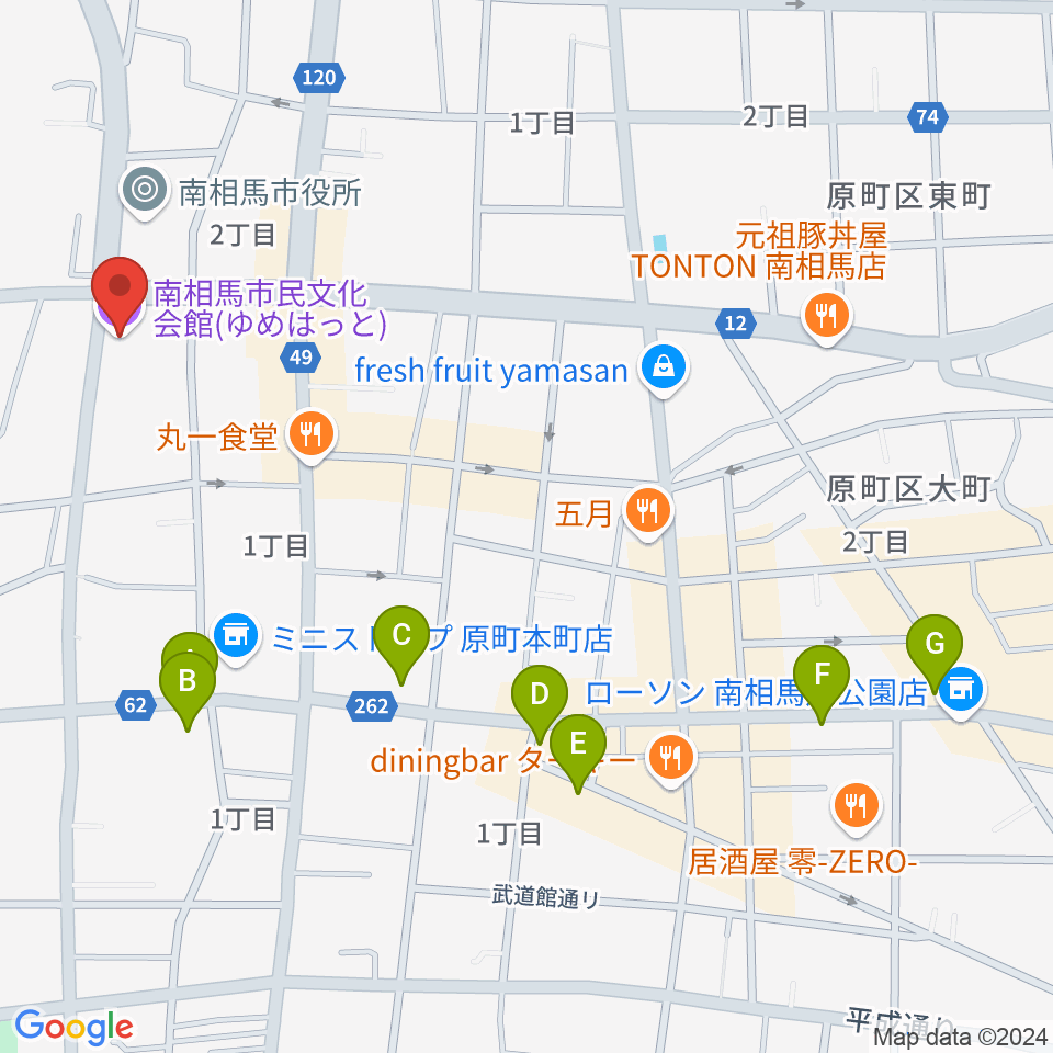 南相馬市民文化会館 ゆめはっと周辺の駐車場・コインパーキング一覧地図