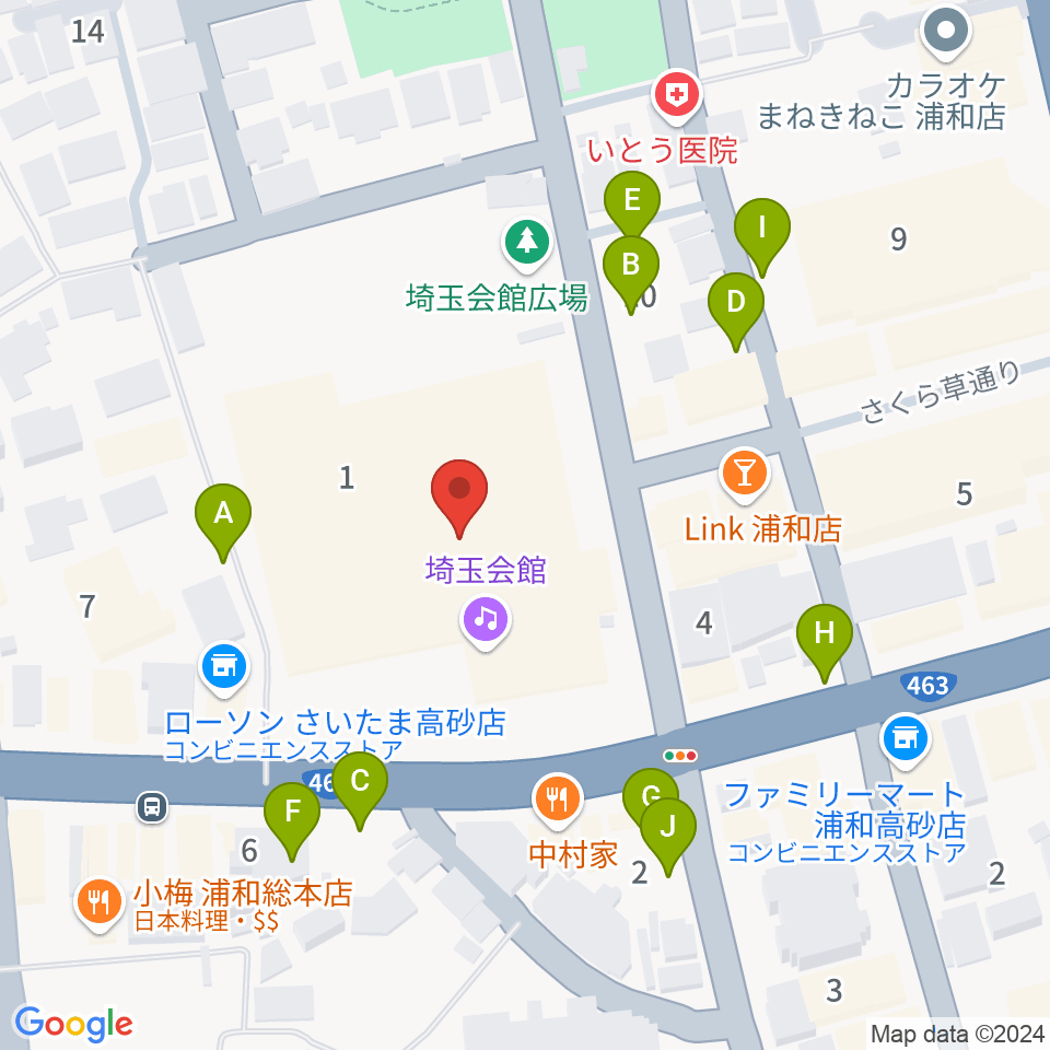 埼玉会館周辺の駐車場・コインパーキング一覧地図