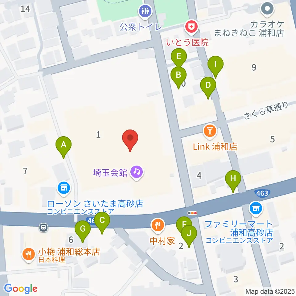 埼玉会館周辺の駐車場・コインパーキング一覧地図