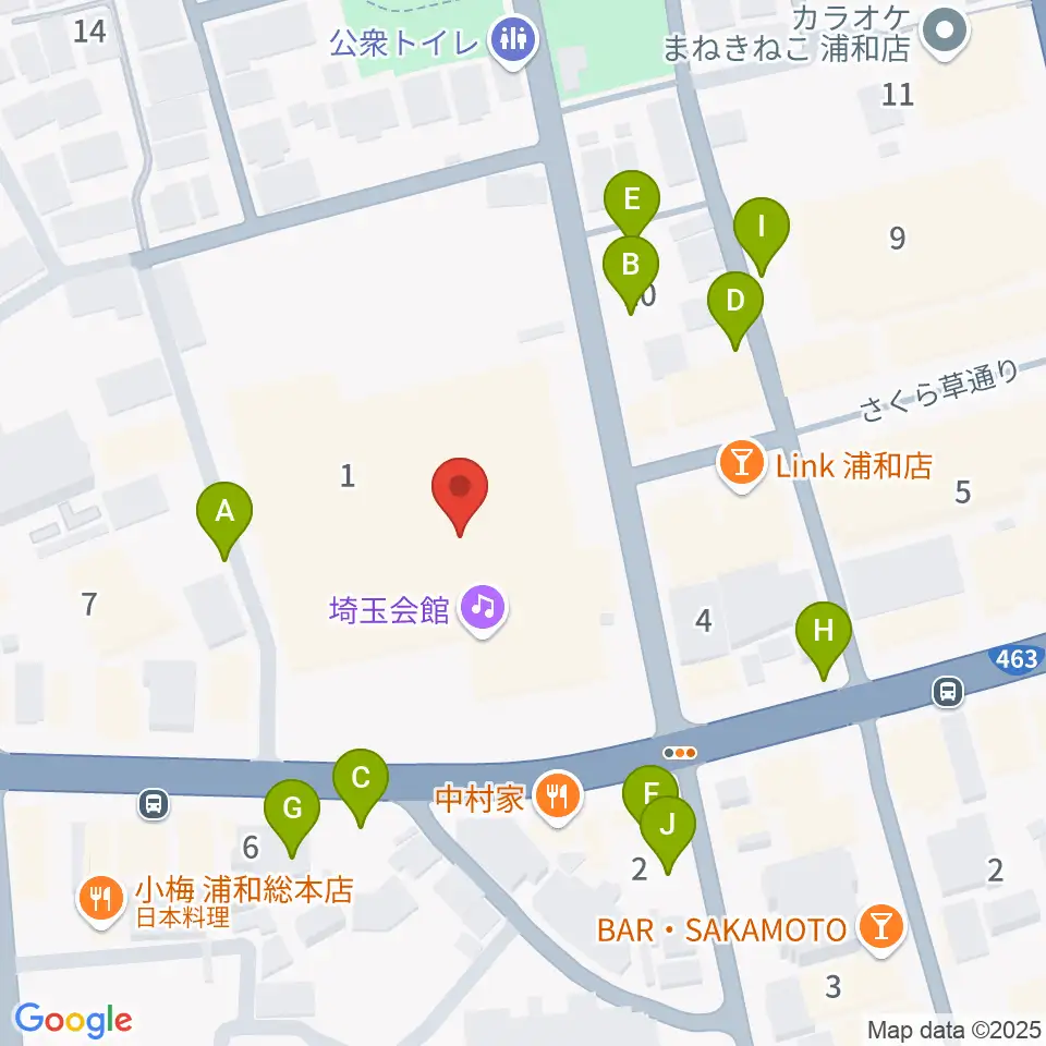 埼玉会館周辺の駐車場・コインパーキング一覧地図