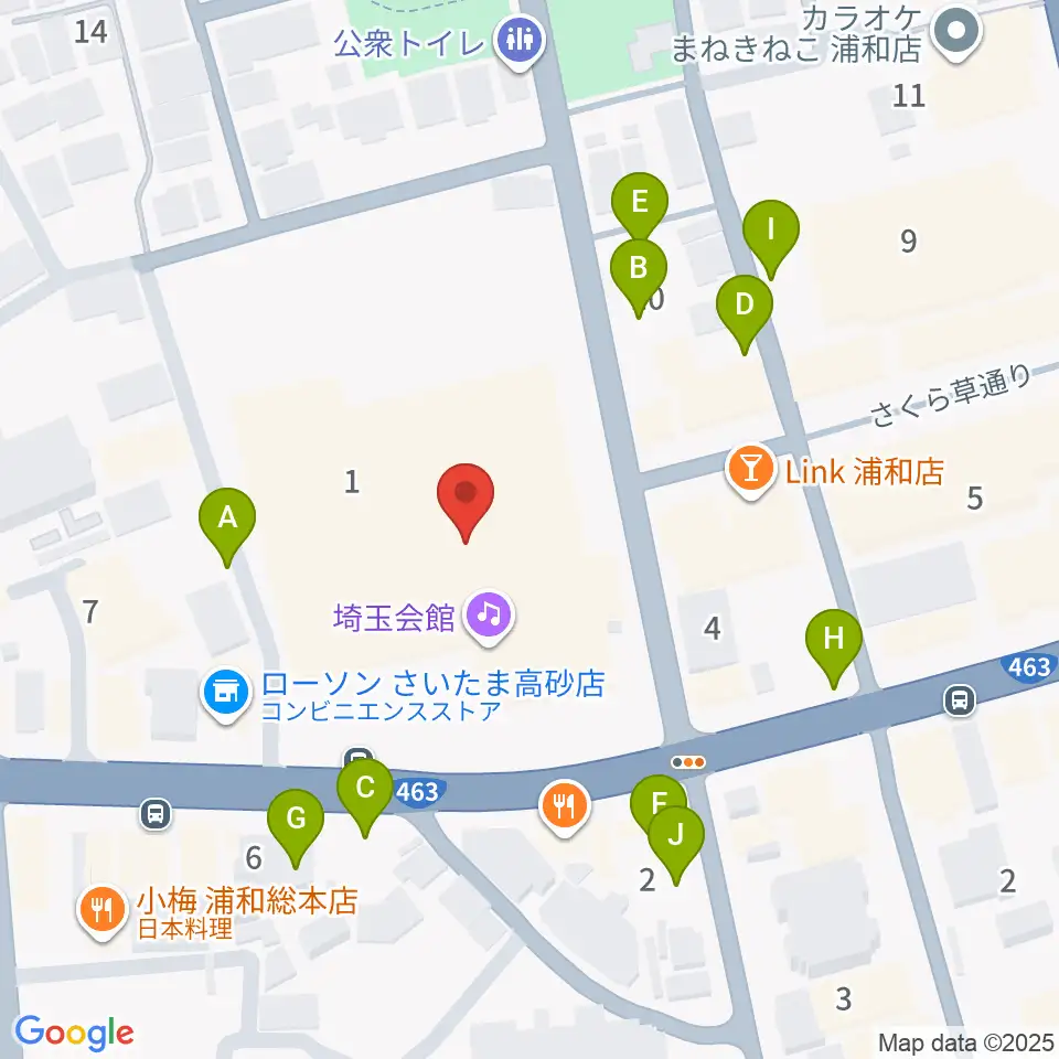 埼玉会館周辺の駐車場・コインパーキング一覧地図