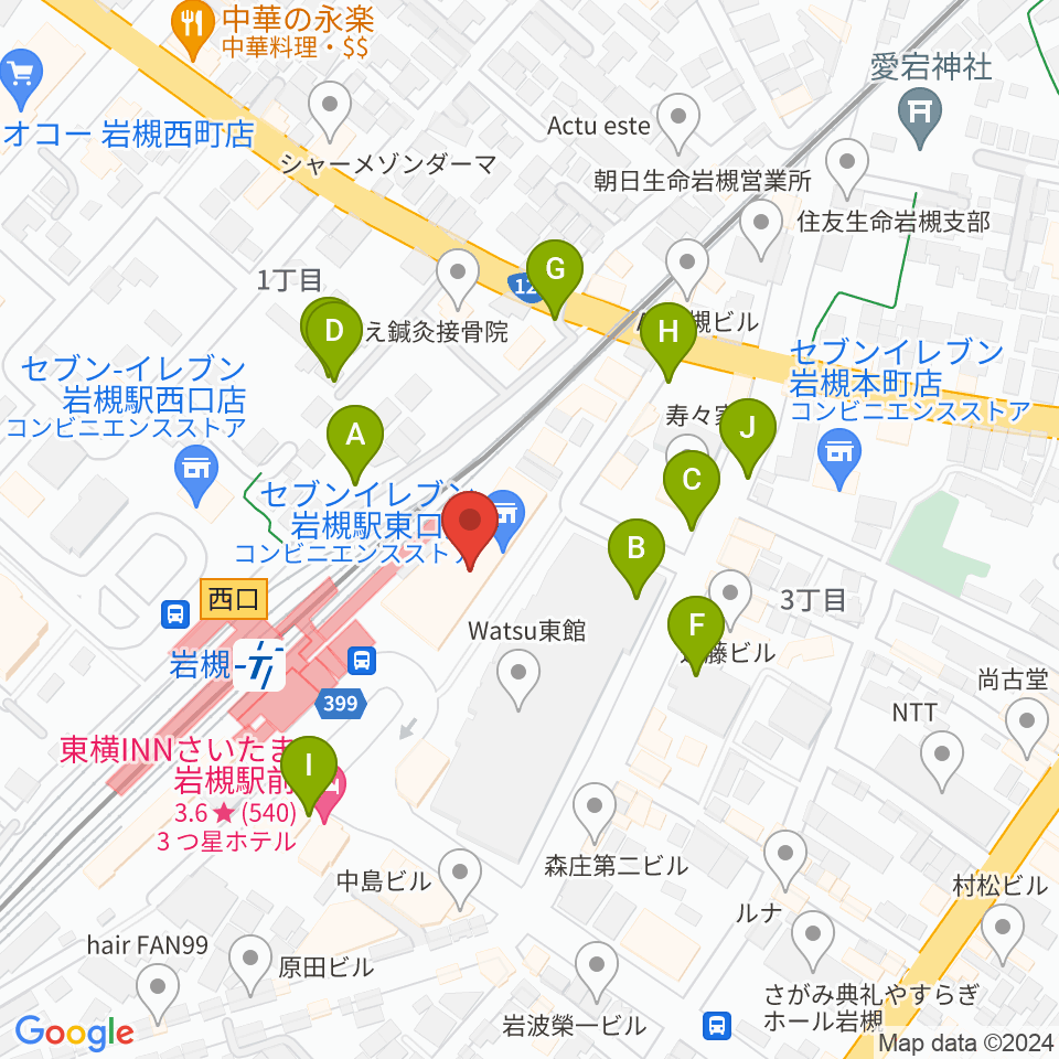 岩槻駅東口コミュニティセンター周辺の駐車場・コインパーキング一覧地図
