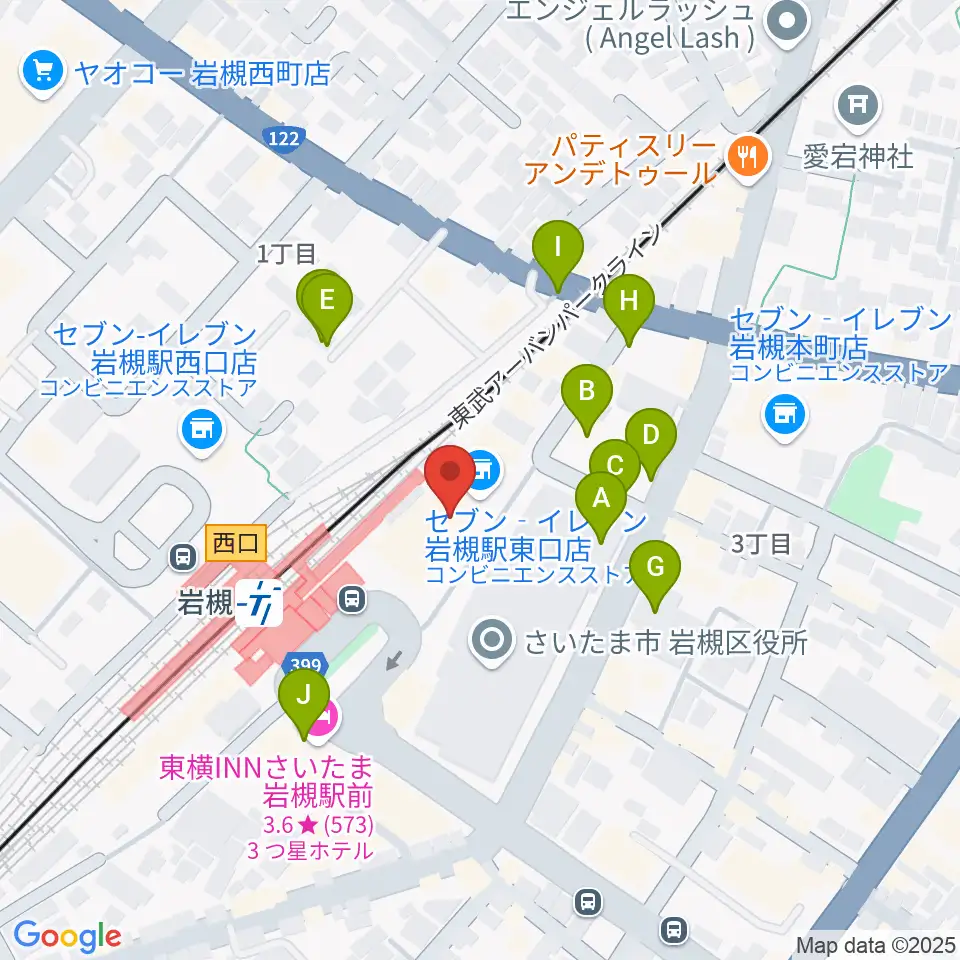 岩槻駅東口コミュニティセンター周辺の駐車場・コインパーキング一覧地図