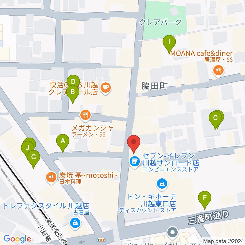 川越Jammin'周辺の駐車場・コインパーキング一覧地図