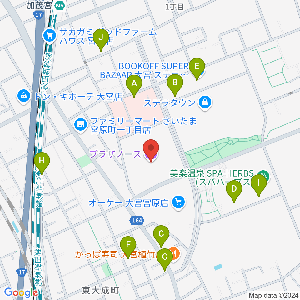 さいたま市プラザノース周辺の駐車場・コインパーキング一覧地図