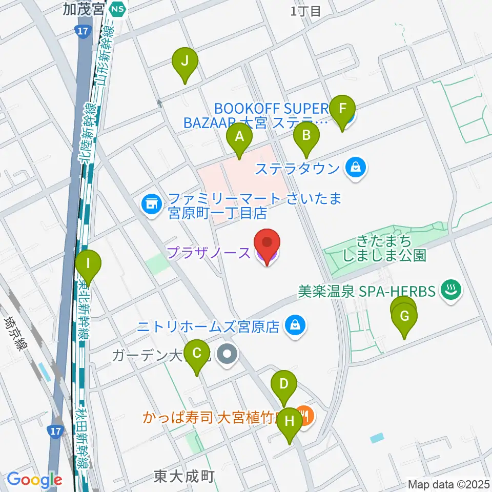 さいたま市プラザノース周辺の駐車場・コインパーキング一覧地図