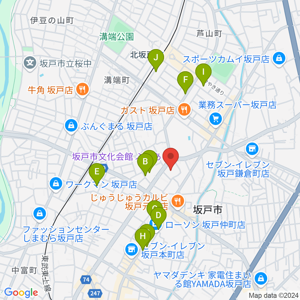 坂戸市文化会館ふれあ周辺の駐車場・コインパーキング一覧地図