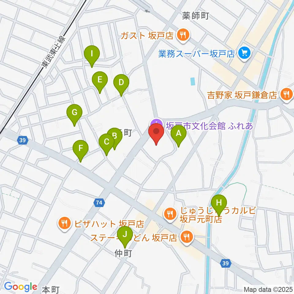坂戸市文化会館ふれあ周辺の駐車場・コインパーキング一覧地図