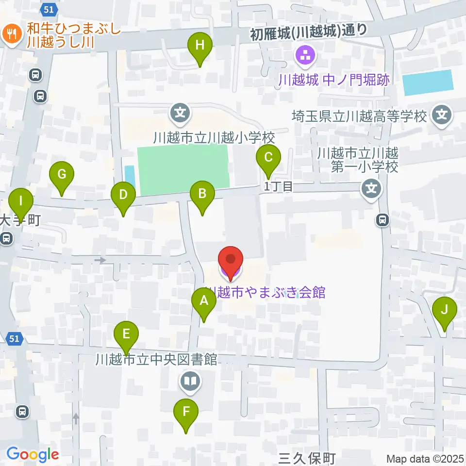 川越市やまぶき会館周辺の駐車場・コインパーキング一覧地図