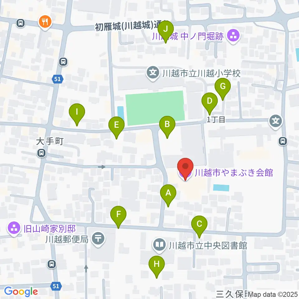 川越市やまぶき会館周辺の駐車場・コインパーキング一覧地図