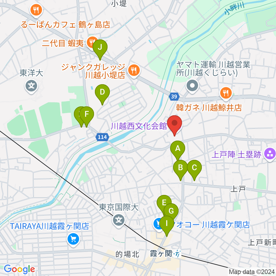 川越西文化会館（メルト）周辺の駐車場・コインパーキング一覧地図