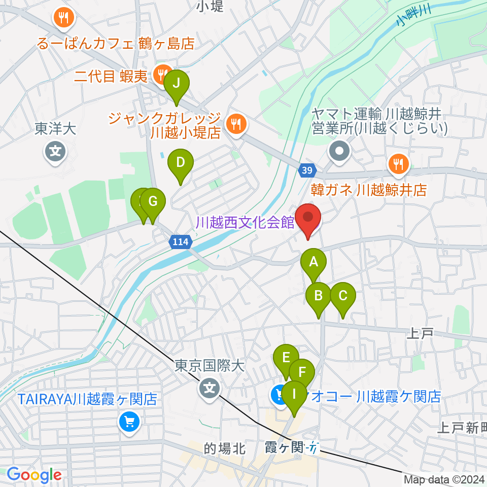 川越西文化会館（メルト）周辺の駐車場・コインパーキング一覧地図