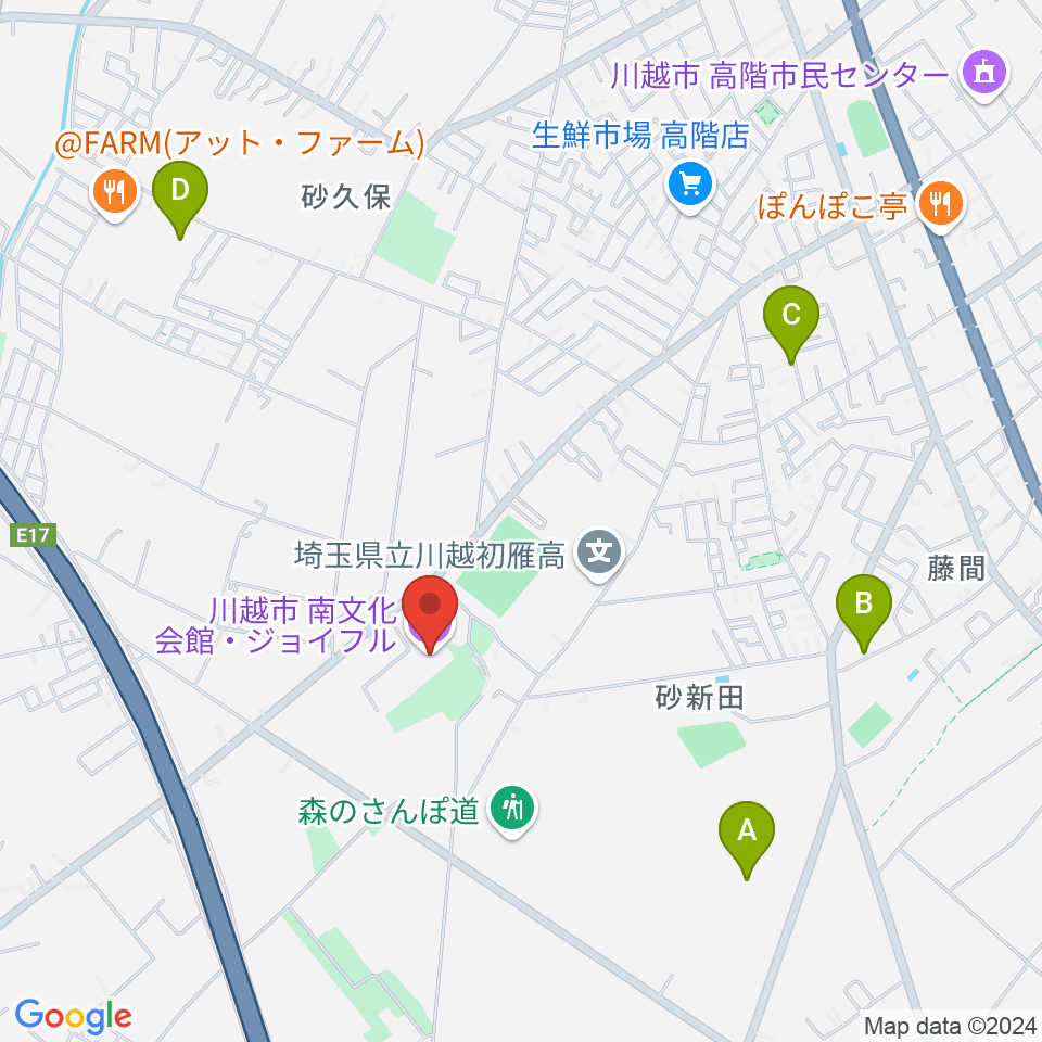 川越南文化会館（ジョイフル）周辺の駐車場・コインパーキング一覧地図