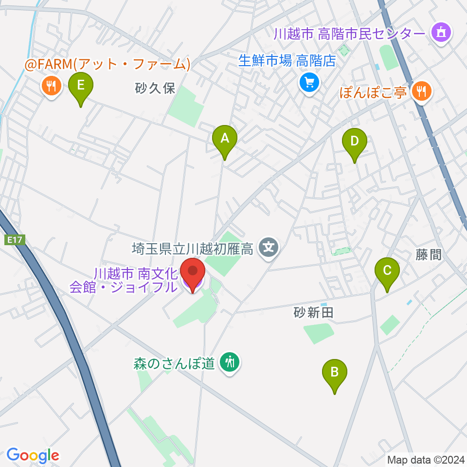 川越南文化会館（ジョイフル）周辺の駐車場・コインパーキング一覧地図