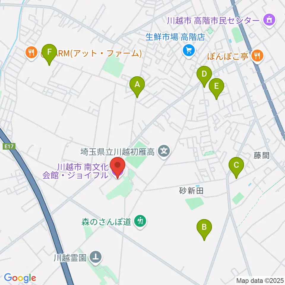 川越南文化会館 ジョイフル周辺の駐車場・コインパーキング一覧地図