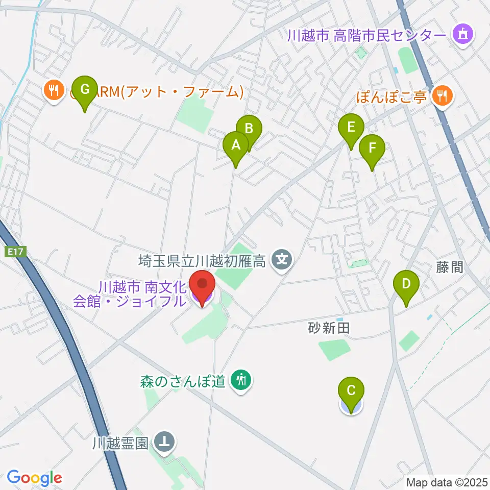 川越南文化会館 ジョイフル周辺の駐車場・コインパーキング一覧地図
