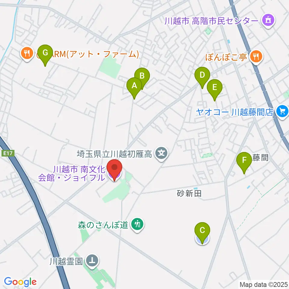 川越南文化会館 ジョイフル周辺の駐車場・コインパーキング一覧地図
