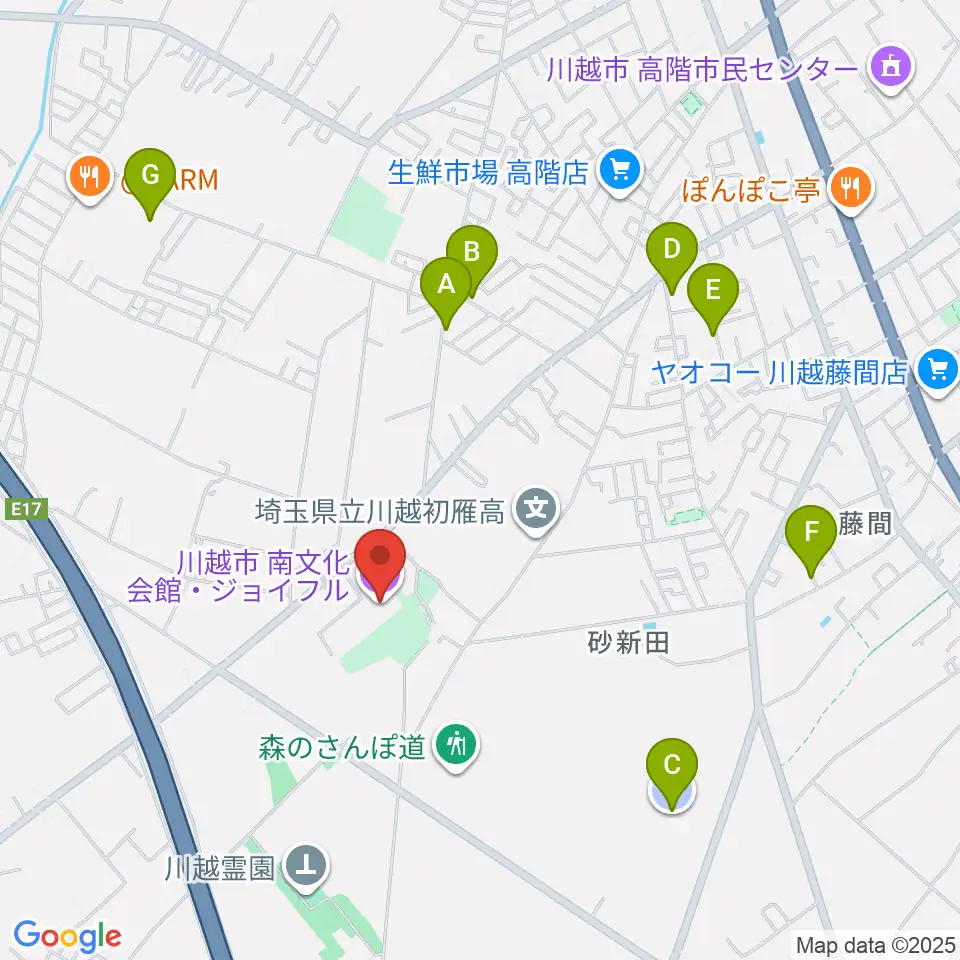 川越南文化会館 ジョイフル周辺の駐車場・コインパーキング一覧地図