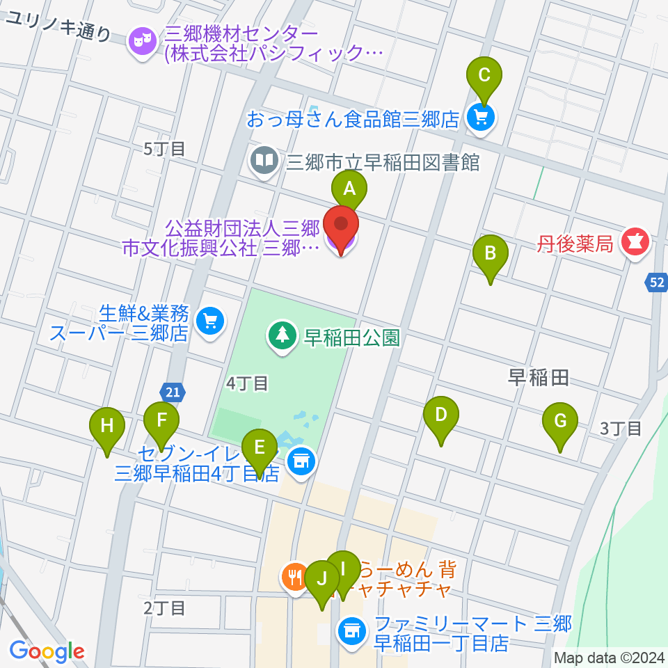 三郷市文化会館周辺の駐車場・コインパーキング一覧地図