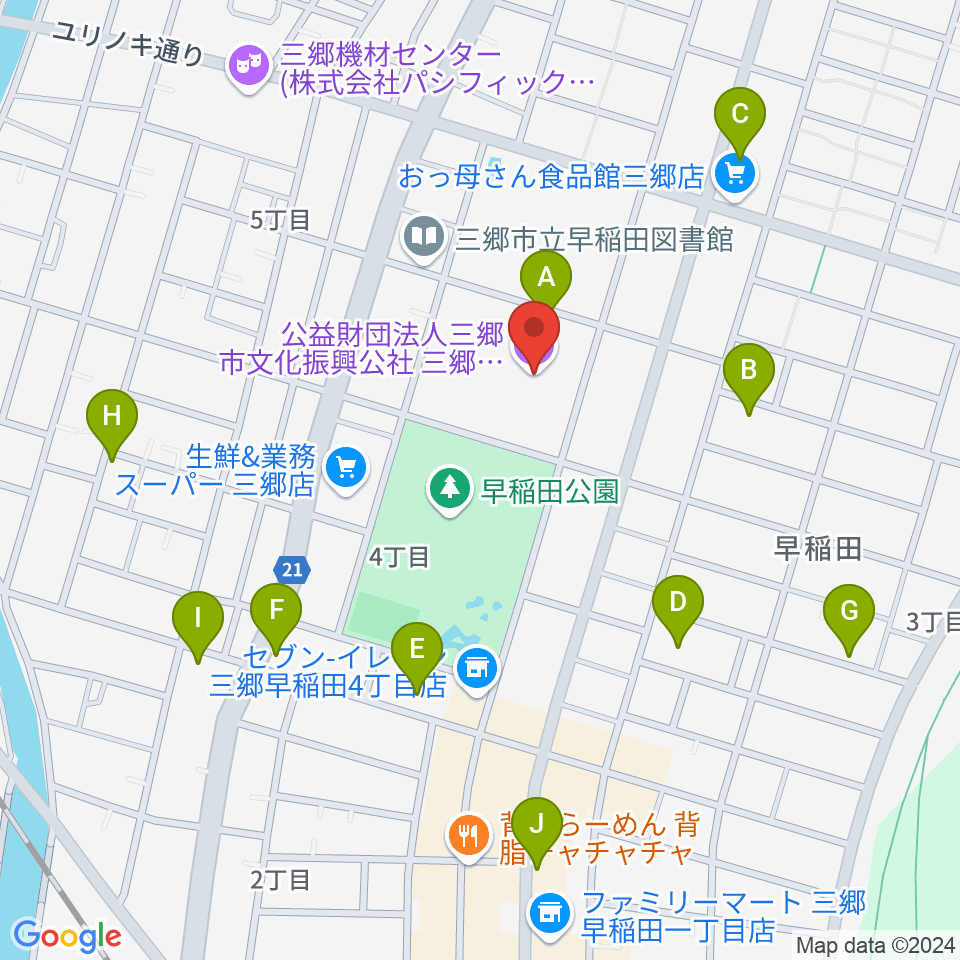 三郷市文化会館周辺の駐車場・コインパーキング一覧地図