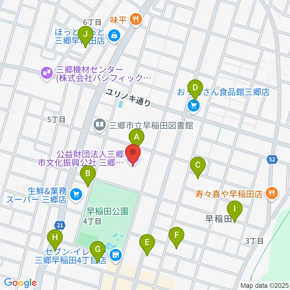三郷市文化会館周辺の駐車場・コインパーキング一覧地図