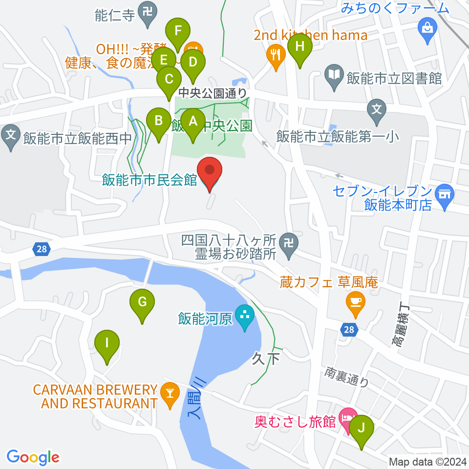 飯能市市民会館周辺の駐車場・コインパーキング一覧地図