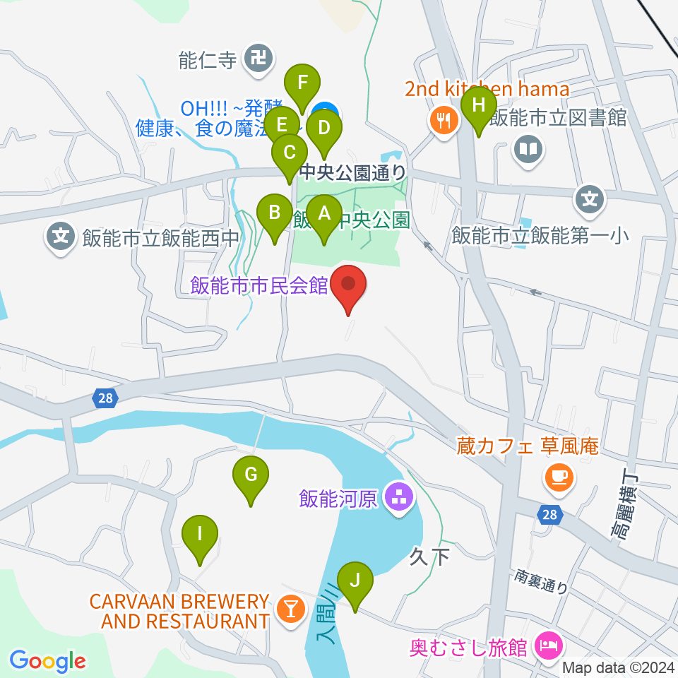 飯能市市民会館周辺の駐車場・コインパーキング一覧地図