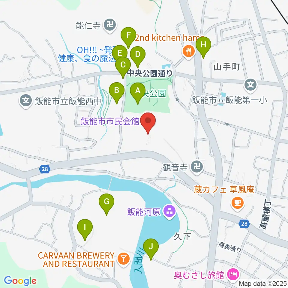 飯能市市民会館周辺の駐車場・コインパーキング一覧地図