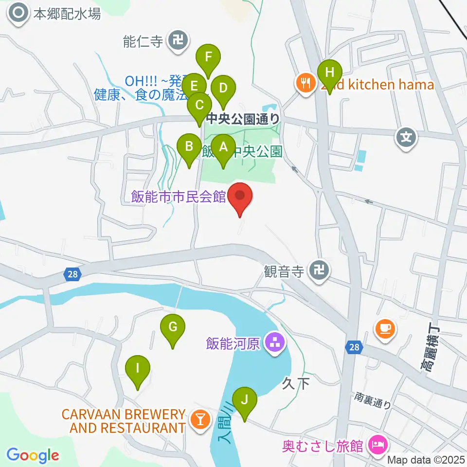 飯能市市民会館周辺の駐車場・コインパーキング一覧地図