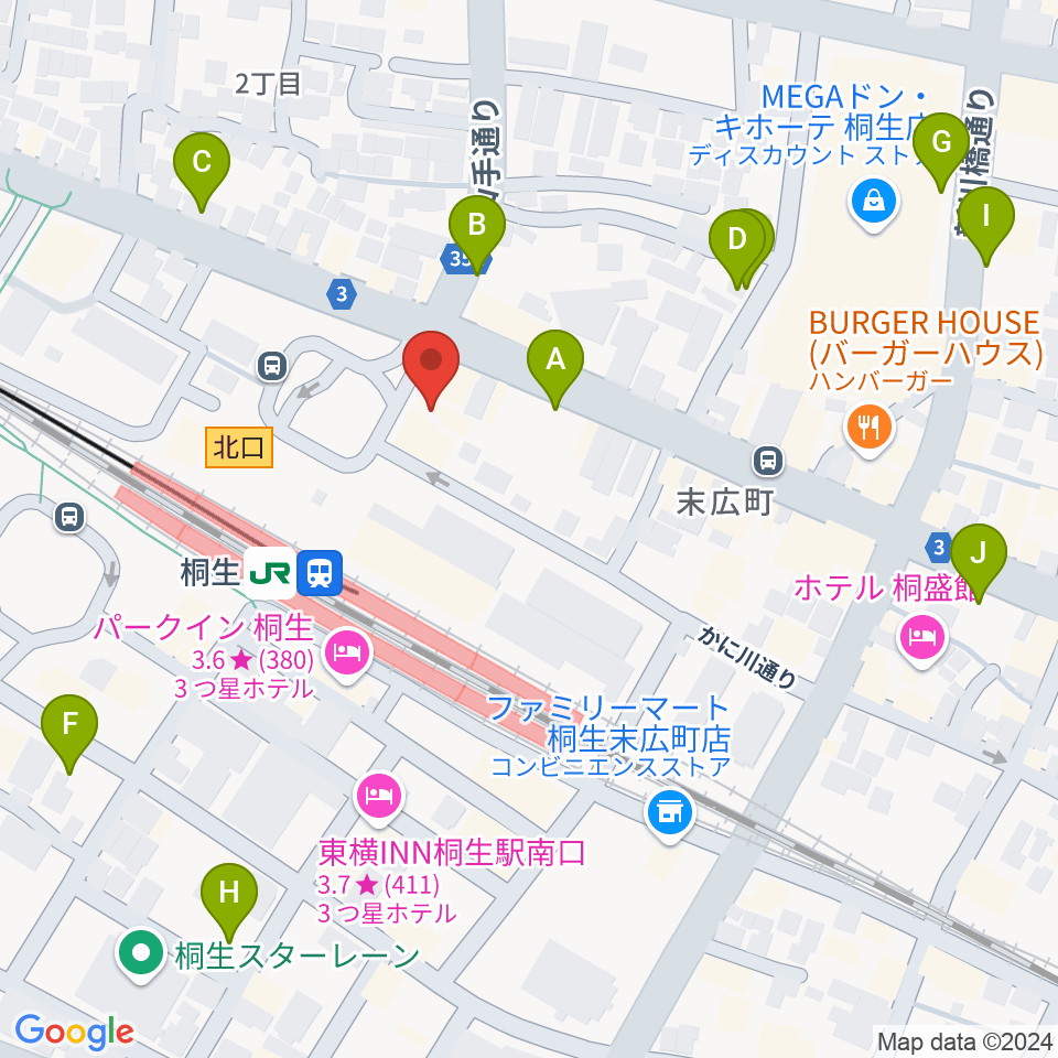 桐生VAROCK周辺の駐車場・コインパーキング一覧地図