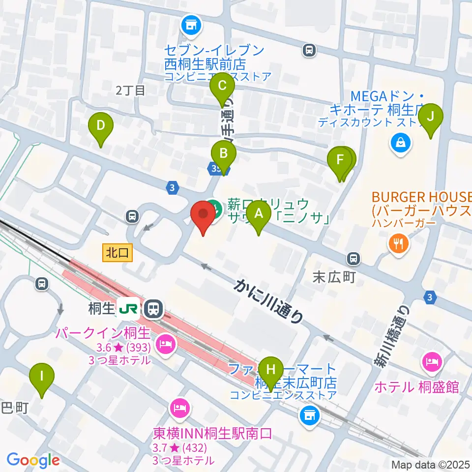 桐生VAROCK周辺の駐車場・コインパーキング一覧地図