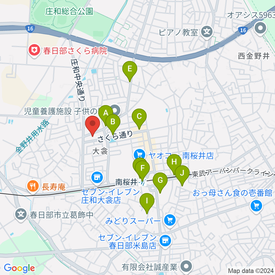 庄和地区公民館周辺の駐車場・コインパーキング一覧地図