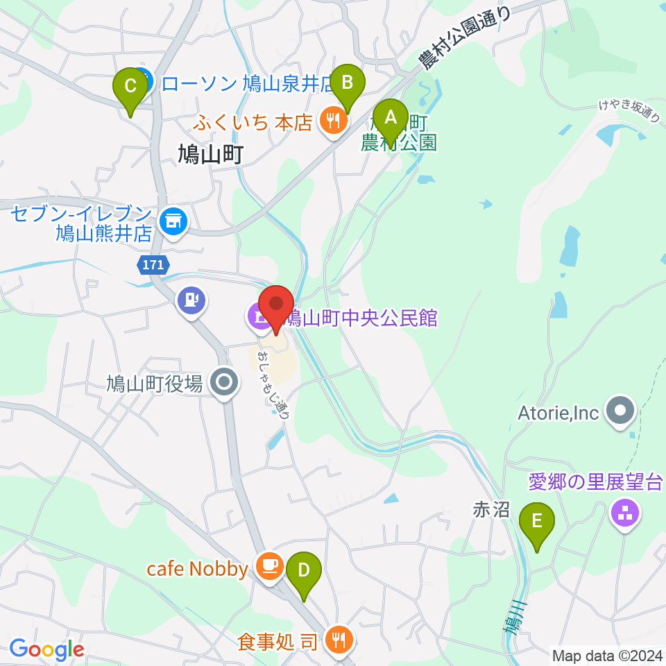 鳩山町文化会館周辺の駐車場・コインパーキング一覧地図