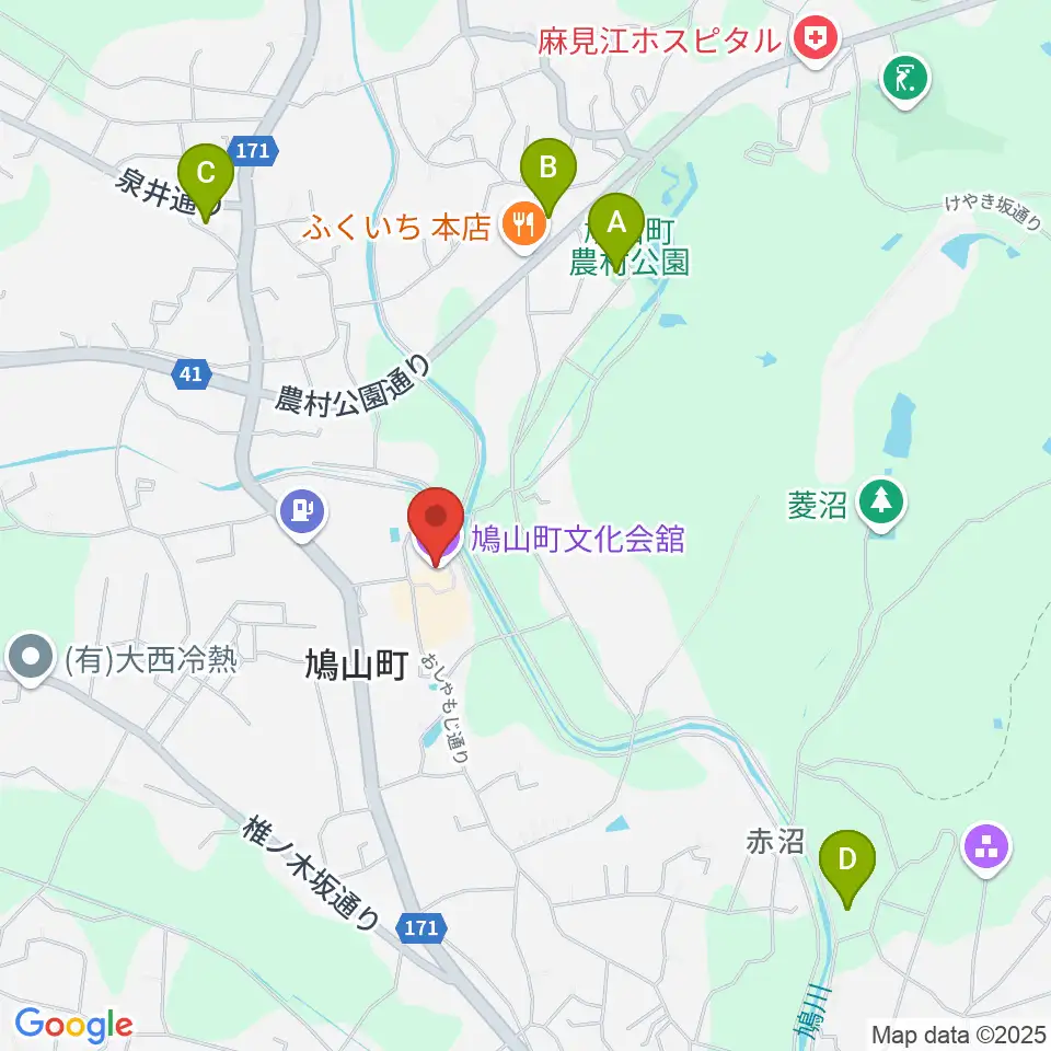 鳩山町文化会館周辺の駐車場・コインパーキング一覧地図