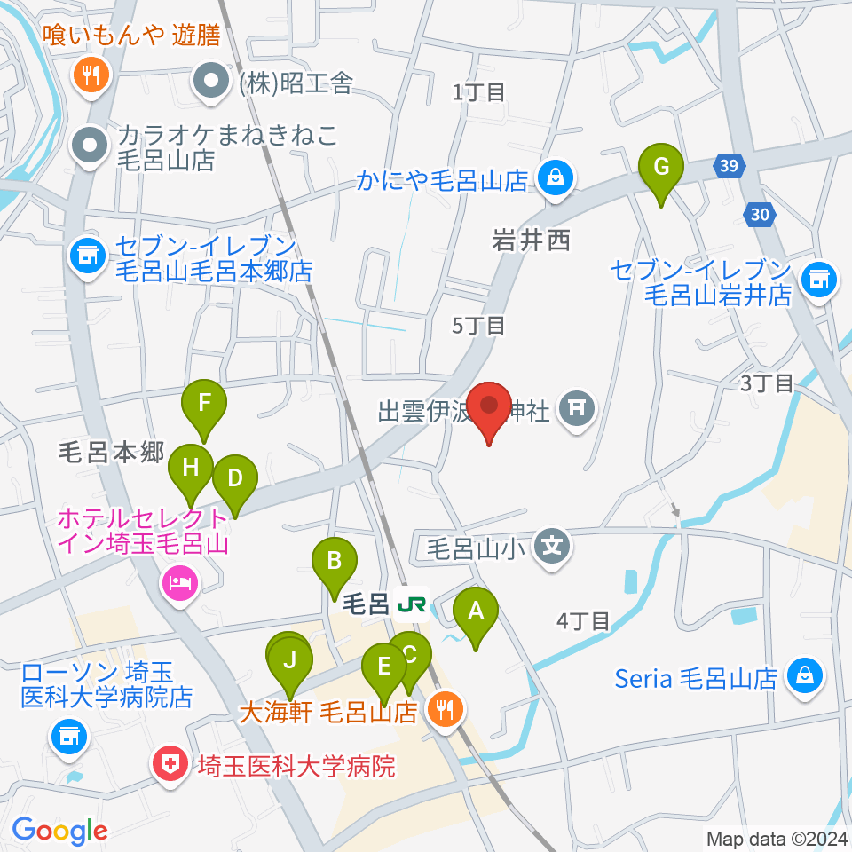 ウィズもろやま（毛呂山町福祉会館）周辺の駐車場・コインパーキング一覧地図