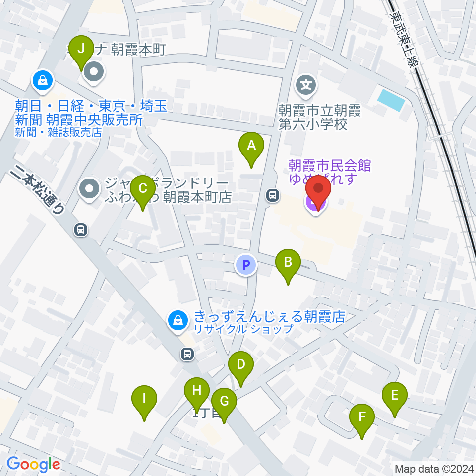 朝霞市民会館ゆめぱれす周辺の駐車場・コインパーキング一覧地図