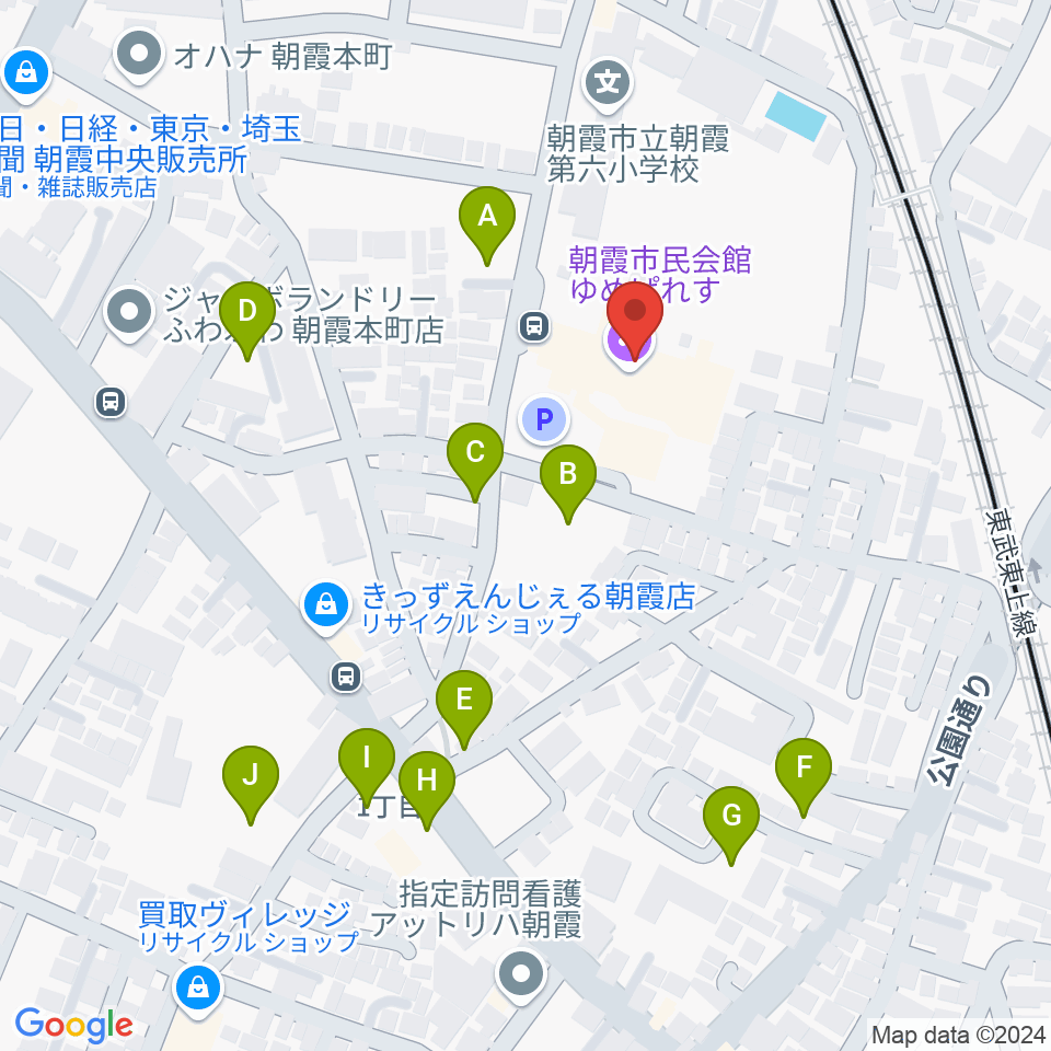 朝霞市民会館ゆめぱれす周辺の駐車場・コインパーキング一覧地図