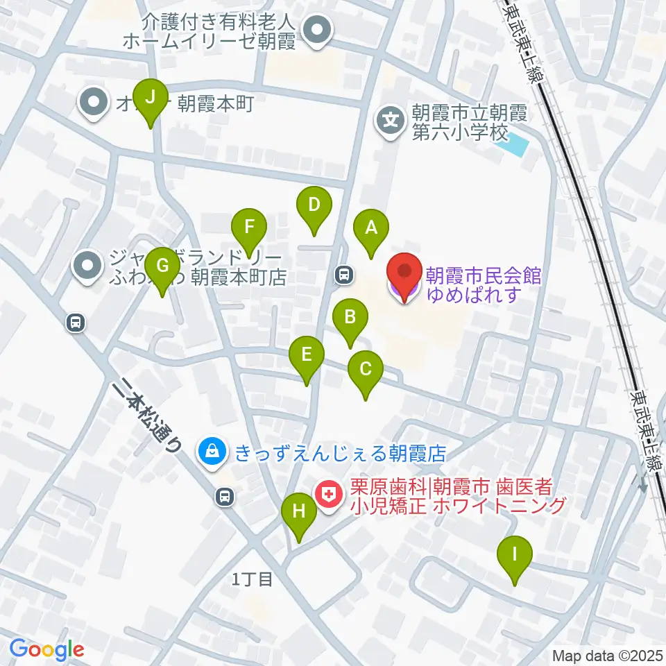 朝霞市民会館 ゆめぱれす周辺の駐車場・コインパーキング一覧地図